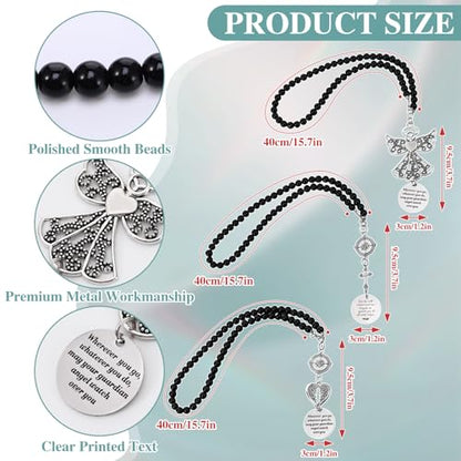 3 Pack Guardian Angel Rearview Mirror Charm, Angel Wings Cross Car Charm Pendant Guardian Angel Hanging Ornament Rear View Mirror Hanger Decor Christian Religious Gifts
