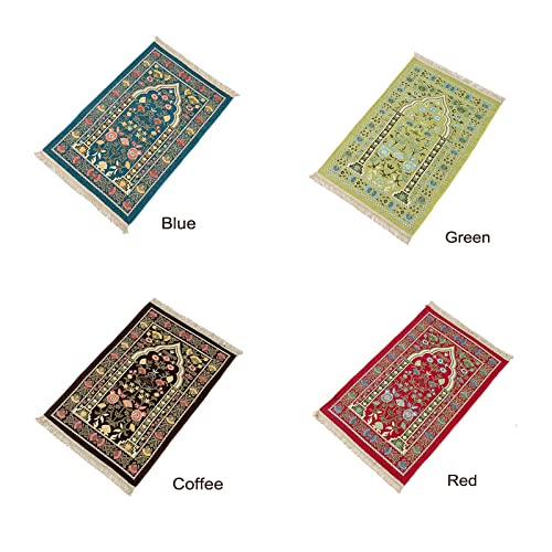Ragyzity Muslim Prayer Rug, Travel Prayer Mat, Portable Foldable Islamic Rug, Thin Woven Polyester Praying Mat for Men Women, 110x70cm (Blue)