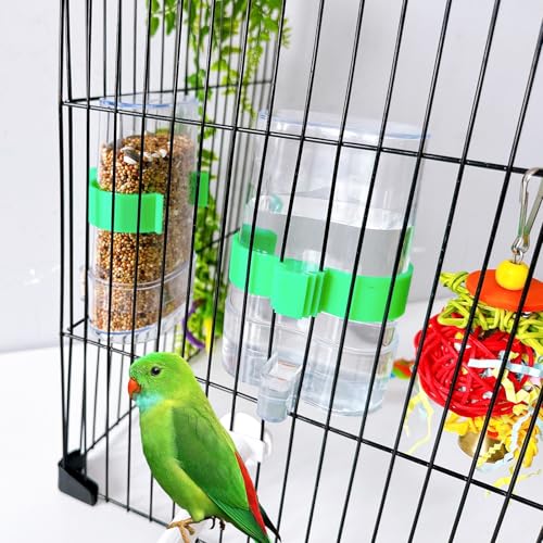 Automatic Bird Water Dispenser Parrot Water Feeder Bird Seed Food Container Parakeet Waterer Cockatiel Cage Accessories Automatic Feeding for Finch Lovebird Canary Small Birds(2Pcs) - color: Clear
