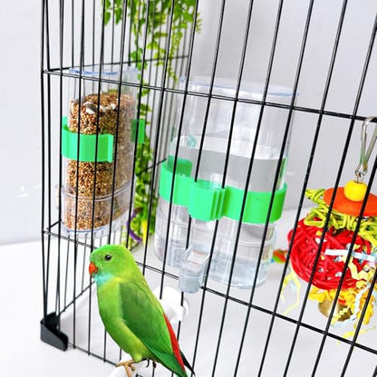 Automatic Bird Water Dispenser Parrot Water Feeder Bird Seed Food Container Parakeet Waterer Cockatiel Cage Accessories Automatic Feeding for Finch Lovebird Canary Small Birds(2Pcs) - color: Clear
