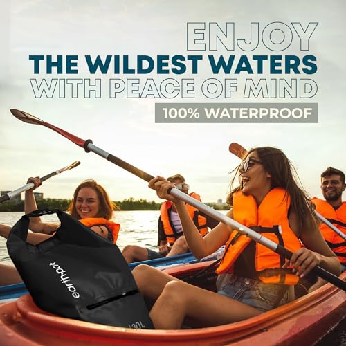 Earth Pak Waterproof Dry Bag with Zippered Pocket - Waterproof Dry Bag Backpack Keeps Gear Dry - color: Black, size: 30L