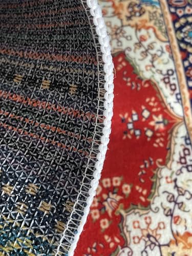 Portable Islamic Prayer Small Mat Classic Pattern Muslim Prayer Rug Small Rug Foldable Salah Carpet Mat with Tassel - color: Red