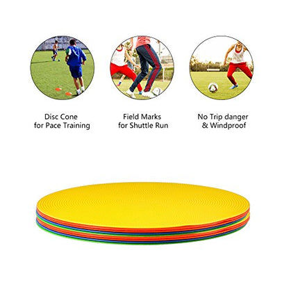 Disc Soccer Training Cones, Multi-Color Field Markers for Football, Basketball and Agility Drills