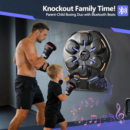 Smart Music Boxing Machine with LED Lights & Bluetooth Speaker – Interactive Punching Bag for Fitness, Rhythm Training & Stress Relief – Home Gym Equipment for Adults and Child with 8 Hitting Points