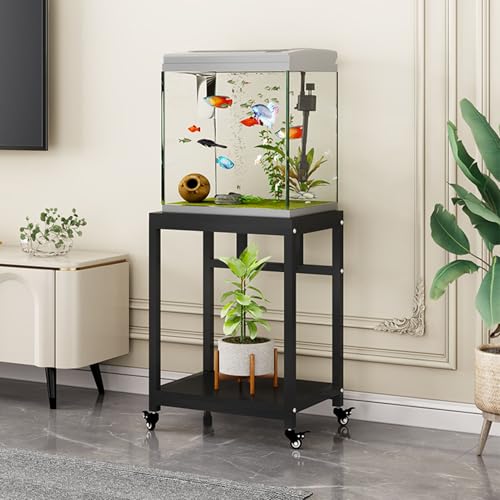 Heavy Duty Aquarium Stand & Storage Shelf for Fish Tanks, Multi-Purpose Reptile & Turtle Terrarium Table, Durable Rack for Breeders & Plant Display - color: Black, size: 50*40*75cm