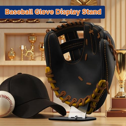 Baseball Glove Display Stand Softball Glove Desk Mount Holder - Acrylic Batting Gloves Storage Organizer Rack for Baseball Collectibles Memorabilia Club Fans Sports Team Décor Gift