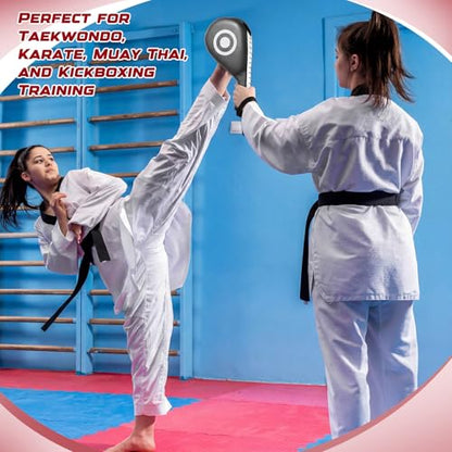Poen 7 in 1 Taekwondo Kick Pad Boxing Training Equipment Punching Mitts Martial Arts Wrist Band Adjustable Soft Pads Set for Karate Muay Thai MMA Training - color: Black