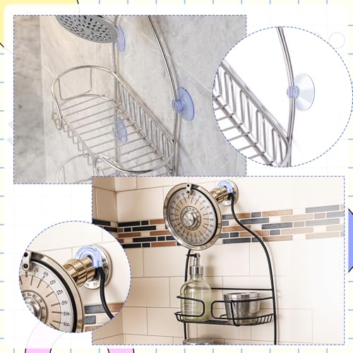 6 PCS Suction Cups for Shower Caddy with 3 Pieces Rubber Rings, Bathroom Shower Caddy Connectors Sucker, Easy to Attach, Heavy Strength Clear Replacement Showers Suction Cups for Bathroom Decor