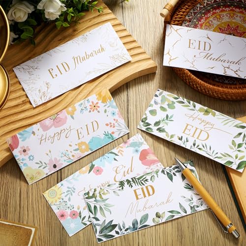 150 Pcs Eid Mubarak Money Envelopes 6.5x2.88 Inch Eid Al Adha Cash Gift Card Holders Pocket Muslim Gift Envelopes for Holiday Party Supplies Celebrations Decorations(Natural) - style: Natural