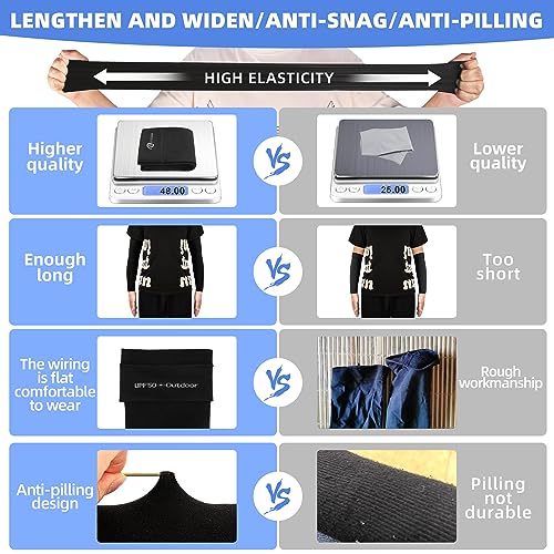 BHYTAKI UV Sun Protection Arm Sleeves, UPF 50 Sports Cooling Arm Compression Sleeves for Men Women Teenager - color: 6 Black