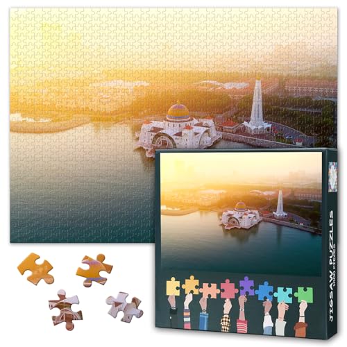 Malacca Straits Mosque Puzzles for Adults 1000 Pieces Religious Culture - color: Artwork-20