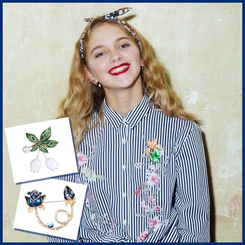 Junkin 12 Pcs Women Brooches Bulk Set Rhinestone Pin Crystal Vintage Brooch Retro Pin Women Girls Gifts for Christmas - style: Flower