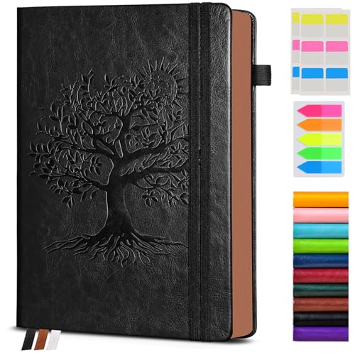 PAIBAS Vintage Leather Journal with 300 Numbered Pages,B5 Lined Journal for Men Women,Daily Journals for Writing,College Ruled Notebook for Work,School,Note taking,Travel Diary,Large (7" x 10") - color: Black, size: B5 (7in x 10in)