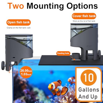 WiFi Automatic Fish Feeder with 2.5K Camera, 2.4/5G Smart App Control, Vacation Feeding Timer, 200ml Moisture-Proof Flake Food Dispenser, Remote Precision Aquarium Feeder for 10+ Gallon Tanks - color: Dark Grey