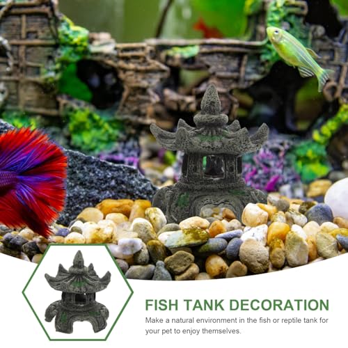 Toddmomy Pagoda Lantern Aquarium Landscaping Ornament Cave Decor Aquarium Breeding Cave Shrimp Shelter Fish Hideout Hideaway Fish Tank Bonsai Landscape Decor