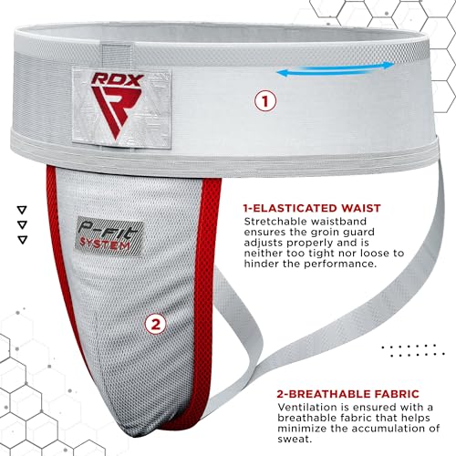 RDX Groin Protector Cup Men, Boxing Kickboxing MMA Muay Thai Sparring Groin Guard, Ventilated Adjustable,Karate Fighting Training, Underwear Jiu Jitsu BJJ Protection, Boys Youth - color: White, size: Large