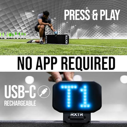 RXTR QuickPlay Pro Coach Soccer Rebounder Board & Smart Reaction Light | Tracks score live, Pre-programmed drills & tests, No app needed, Multi-unit pairing, Builds speed & reflexes, Rechargeable