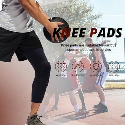PISIQI Knee Pads Compression Pads Long Leg Sleeve Collision Avoidance Brace Protection Knee Sleeve for Basketball Football Volleyball Cycling (1 Pair) - color: Ni Cai Black, size: XX-Large