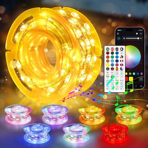 OMIKA 100FT 300 LED Fairy Lights Plug in, Smart String Lights with APP & Remote Control DIY Music Sync, Warm White & Color Changing Christmas Lights for Outdoor Indoor Bedroom Party Dorm Decoration - color: RGB (Red, Green, Blue), size: 100ft 300LED