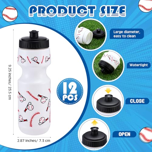 Reallnaive Party Favors Gifts, 24 oz Water Bottles Reusable Sport Squeeze Drinking Cup, Eat Sleep Drawstring Bag Cinch Sack Sport Pack for School Team Gift Event Accessories - style: Baseball
