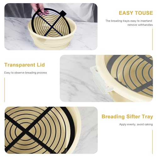 Collapsible Batter Bowl - Breading Bowl Shaker with Lid , Cream White - color: Cream White