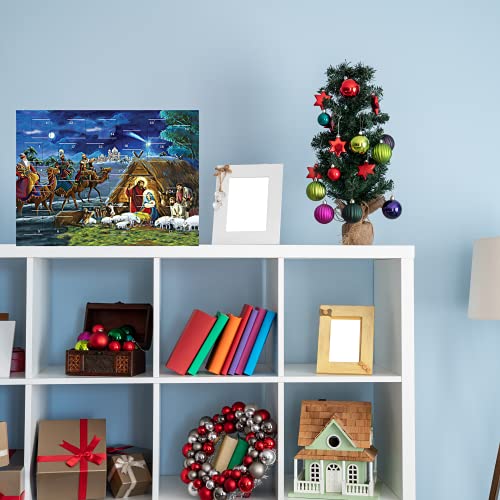 Needzo Countdown to Christmas 2025 Religious Advent Calendar, Traditional Nativity Scene Full Color Artwork, 24 Door Tabs Fun Educational Christian Activity for Boys and Girls (Pack of 3)