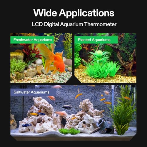 VIVOSUN 2-Pack LCD Digital Aquarium Thermometer Fish Tank Water Terrarium Temperature with Suction Cup for Turtle - size: 2 packs
