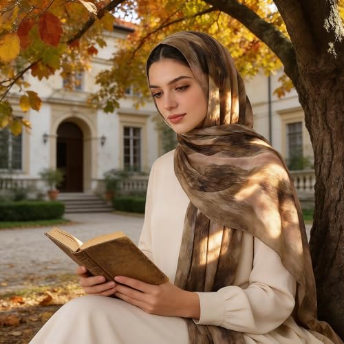 Hijab Scarf for Women Fashion Printed Modal Hijab Head Wrap Scarves Lightweight Long Scarf Shawls - color: Watercolor L