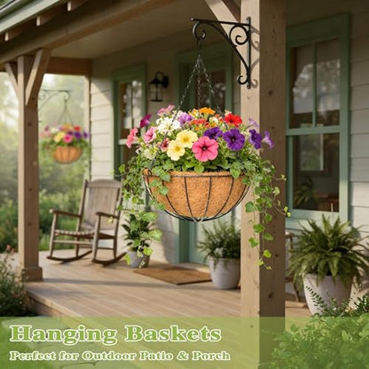 4 Pack 12 Inch Hanging Baskets for Plants Outdoor Metal Hanging Planter Hanging Flower Baskets with Coco Fiber Liners Chain Round Wire Plant Holder Hangings Flower Pots(Watermelon) - size: 12 Inch, style: Watermelon