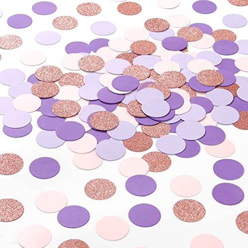 Rose-Gold Pink-Purple Party Decorations Confetti - 300pcs Baby Shower Decorations for Girl Women Birthday Table Scatter,Bachelorette Wedding Engagement Decor Lasting Surprise - color: Rose Gold Pink Purple