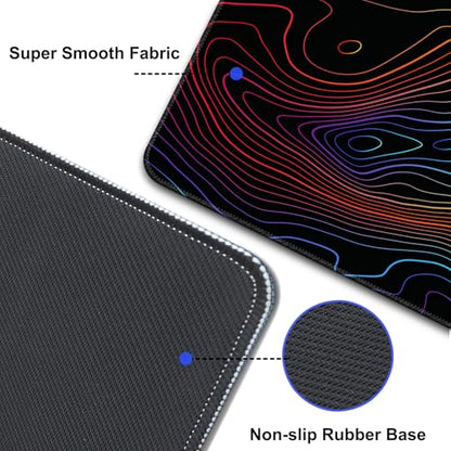Desk Mat Pad,Large XXL Extended Mouse Pad Mat for Desktop Keyboard | 35''×15.6'' XXL Extended Gaming Mouse Pad with Non-slip Base Desk Matt Mousepad for Computer,Office,Keyboard and Laptop - color: A4-Topographic 1