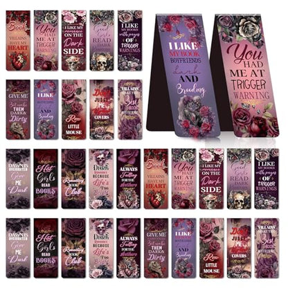 Dark Romance Magnetic Bookmarks Gifts - Wxiben 30 Pcs Romance Merch Magnet Book Page Markers Skull Roses Bookmark Clips Gift for Home Book Lovers Students Teacher School Reading Office Supplies - style: Dark Romance