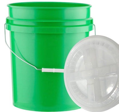 5 Gallon Food Grade Plastic Bucket with Air Tight Screw on Lid Made in USA Container (Green Bucket with Clear Lid) - color: Green Bucket With Clear Lid