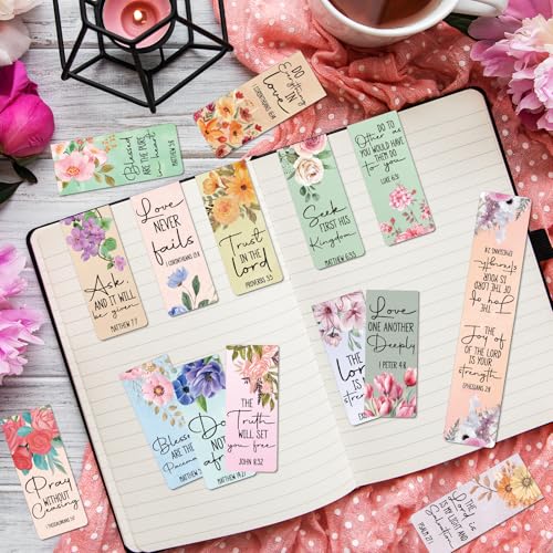 Wxiben Bible Verses Magnetic Bookmark - 30Pcs Inspirational Floral Book Mark Magnets Christian Flower Bookmarks Magnetic Religious Faith Book Markers Page Clip for Women Students Teachers Reading Gift - style: Bible Floral