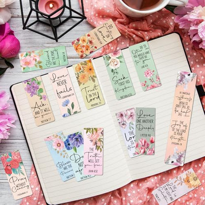 Wxiben Bible Verses Magnetic Bookmark - 30Pcs Inspirational Floral Book Mark Magnets Christian Flower Bookmarks Magnetic Religious Faith Book Markers Page Clip for Women Students Teachers Reading Gift - style: Bible Floral