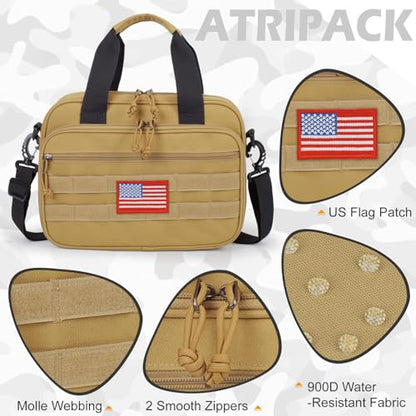 ATRIPACK Tactical Large Bible Cover for Men,Double Layer Bibles Bag With Detachable Book Carrying Case, Covers for Bible Organizer with Zippered Pockets,Church Case with Handle. - color: brown
