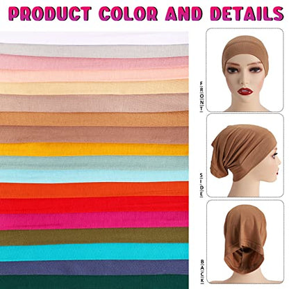 JenPen 18 Pcs Hijab Undercap Scarf Headwear Unisex Dreadlock Hat Turbans Women Stretch Under Caps Solid Color Hijab Cap - color: Fresh Color