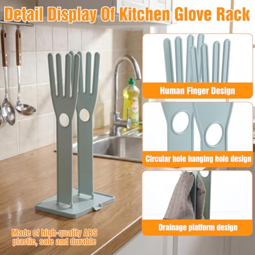 JJUNW 1 Pc Kitchen Gloves Holder, Dish Glove Holder Reusable Plastic Glove Drying Rack, Rubber Glover Drying Dryer Rack For Dish Gloves Rags Sponge Food Bag Organizer