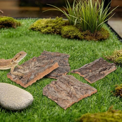 TOYANDONA Reptile Bark Hide 4 Pcs Tree Bark Pieces for Climbing Platform Terrarium Decor for Snake Lizard Gecko Tortoise Habitat Accessories 5.11 X 1.49 X 0.39 in