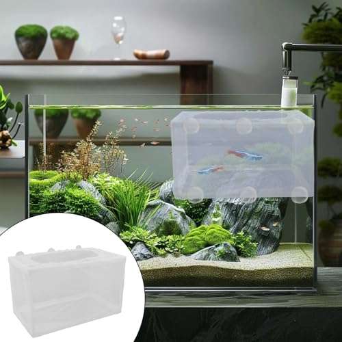 MY MIRONEY 2PCS 10.24" x 5.91" x 5.91" Fish Tank Breeder, White | Nylon Fish Incubator Mesh Box Aquarium Fish Fry Hatchery Breeder with Suction Cups - style: 10.24" x 5.91" x 5.91"; White; without Divider