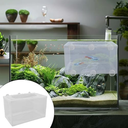MY MIRONEY 2PCS 10.24" x 5.91" x 5.91" Fish Tank Breeder, White | Nylon Fish Incubator Mesh Box Aquarium Fish Fry Hatchery Breeder with Suction Cups - style: 10.24" x 5.91" x 5.91"; White; without Divider