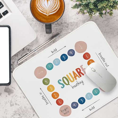 Mental Health Mouse Pads, Square Breathing Small Mouse Pad Travel Rectangle, Inspirational Mental Health Office Computers Desk Mats for Women Girls Inspirational Gifts 11.8x9.8 - color: SQUARE Breathing, size: 11.8L x 9.8W inches