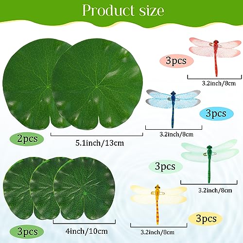 22 Pcs Realistic Artificial Floating Lotus Foam with Artificial Butterfly Dragonfly Frog Fake Lily Pads for Home Pool Patio Garden Koi Fish Pond Aquarium Pool Wedding Fountain Decor (Dragonfly)