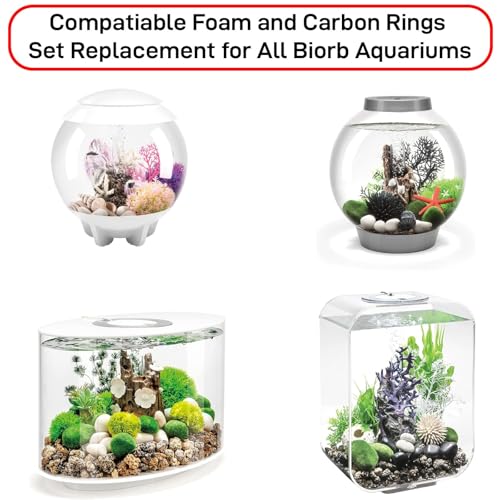 Filter Replacement Kit Compatible with BiOrb Aquariums: Foam and Carbon Rings Filter with Air Stone - 10 Carbon, 10 Foam, 10 Air Stones (30 Pack)