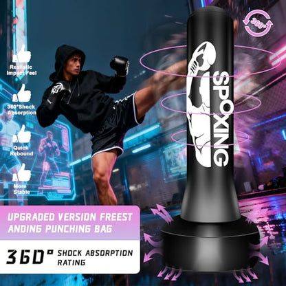 Freestanding Punching Bag with Gloves, 70'' Superior Boxing Bag with Stand for Adults & Teens, No Drill Kickboxing Bags for Men Women Beginners Training MMA, Muay Thai, Karate & Home Fitness - style: Fight Men Pattern