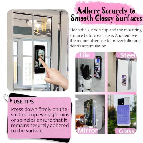 JingJinYY Anteel 2 Pack Double Sided Silicone Suction Cup Phone Case Mount, Hands-Free Strong Grip Silicon Phone Holder for Selfies and Videos, Non Slip Phone Accessories (Lavender) - color: Lavender
