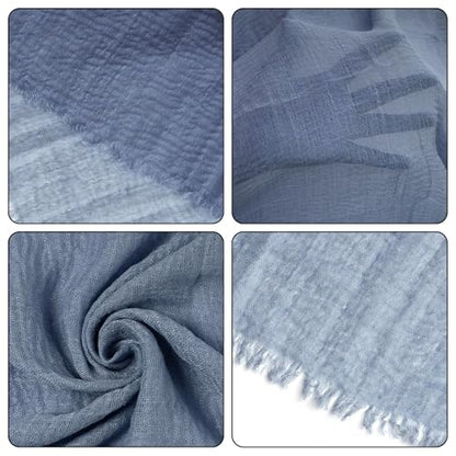 Nydotd Women Summer Cotton Linen Scarf Crinkle Long Beach Shawl Wrap hijab with Fringe - color: Dark Blue