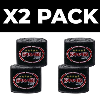 FARABI Kids Boxing Hand Wraps 100 Inches Long Junior Hand Wraps Boxing Hand Wraps Muay Thai Hand Wraps MMA Boxing Hand Wraps Men Boxing Hand Wraps Kids Boxing Hand Wraps Inner Gloves - color: Black (Pack of 2)