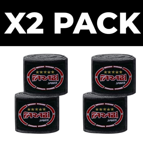 FARABI Kids Boxing Hand Wraps 100 Inches Long Junior Hand Wraps Boxing Hand Wraps Muay Thai Hand Wraps MMA Boxing Hand Wraps Men Boxing Hand Wraps Kids Boxing Hand Wraps Inner Gloves - color: Black (Pack of 2)