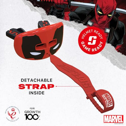 Marvel Deadpool Lip Guard, Football Mouth Guard with Detachable Strap, Lip Protector Adult and Youth, Flag Football & Lacrosse (One Size, Red) - color: Deadpool
